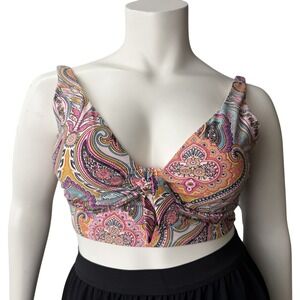 RAISINS Curve Malibu Bra UW Bikini Top Size 14W Paisley Multi Boho Removable Cup